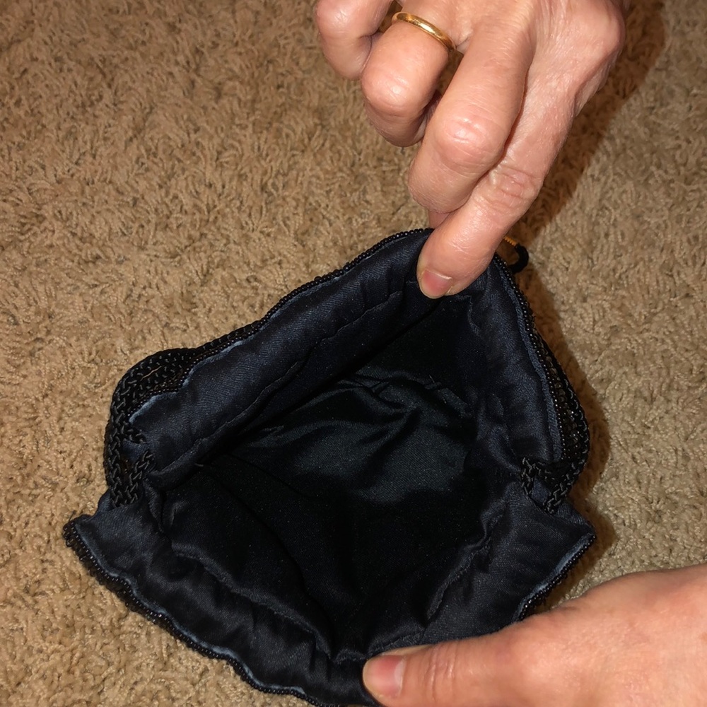 Drawstring Black Stitched Purse - image 4